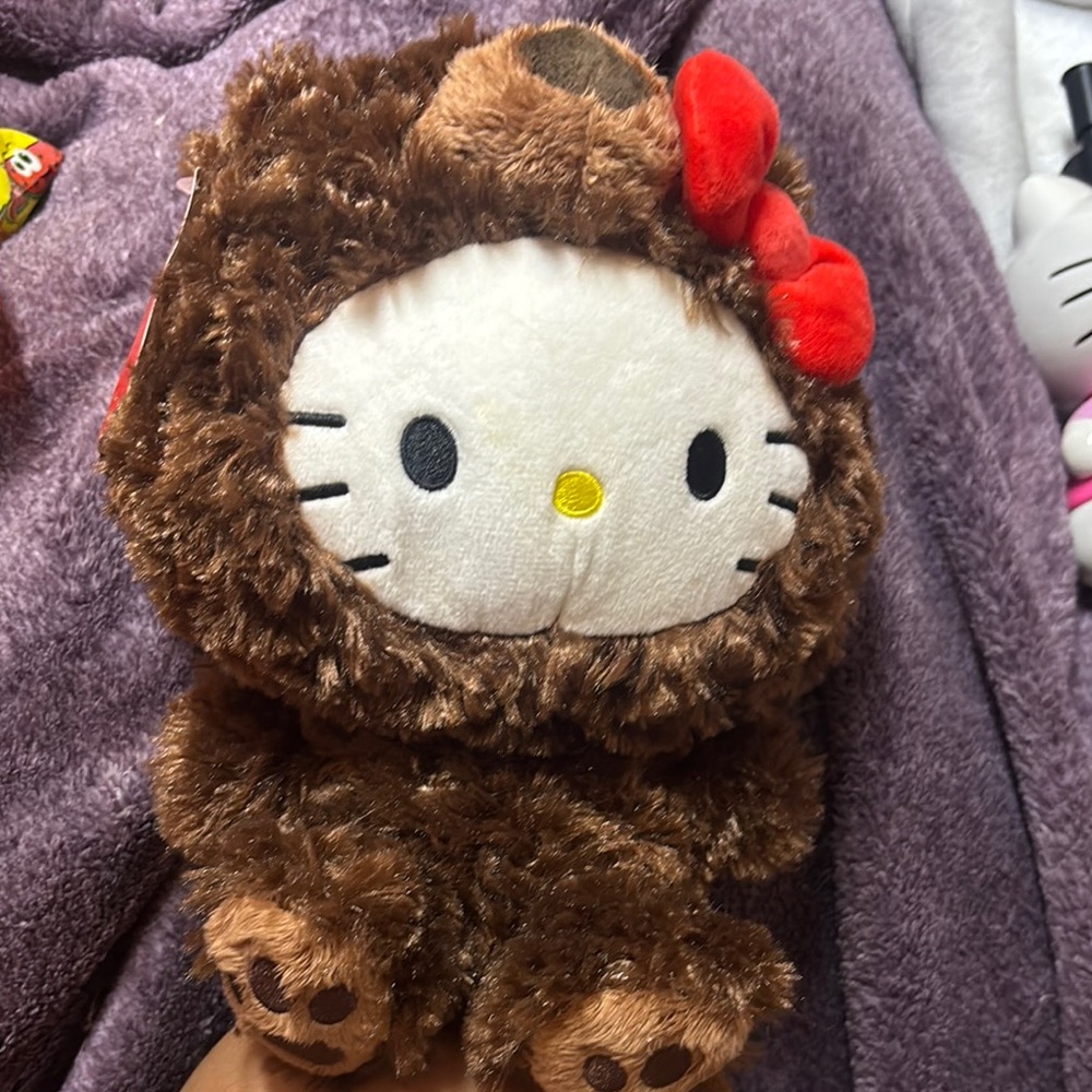 Hello Kitty Brown Plush with Red Bow